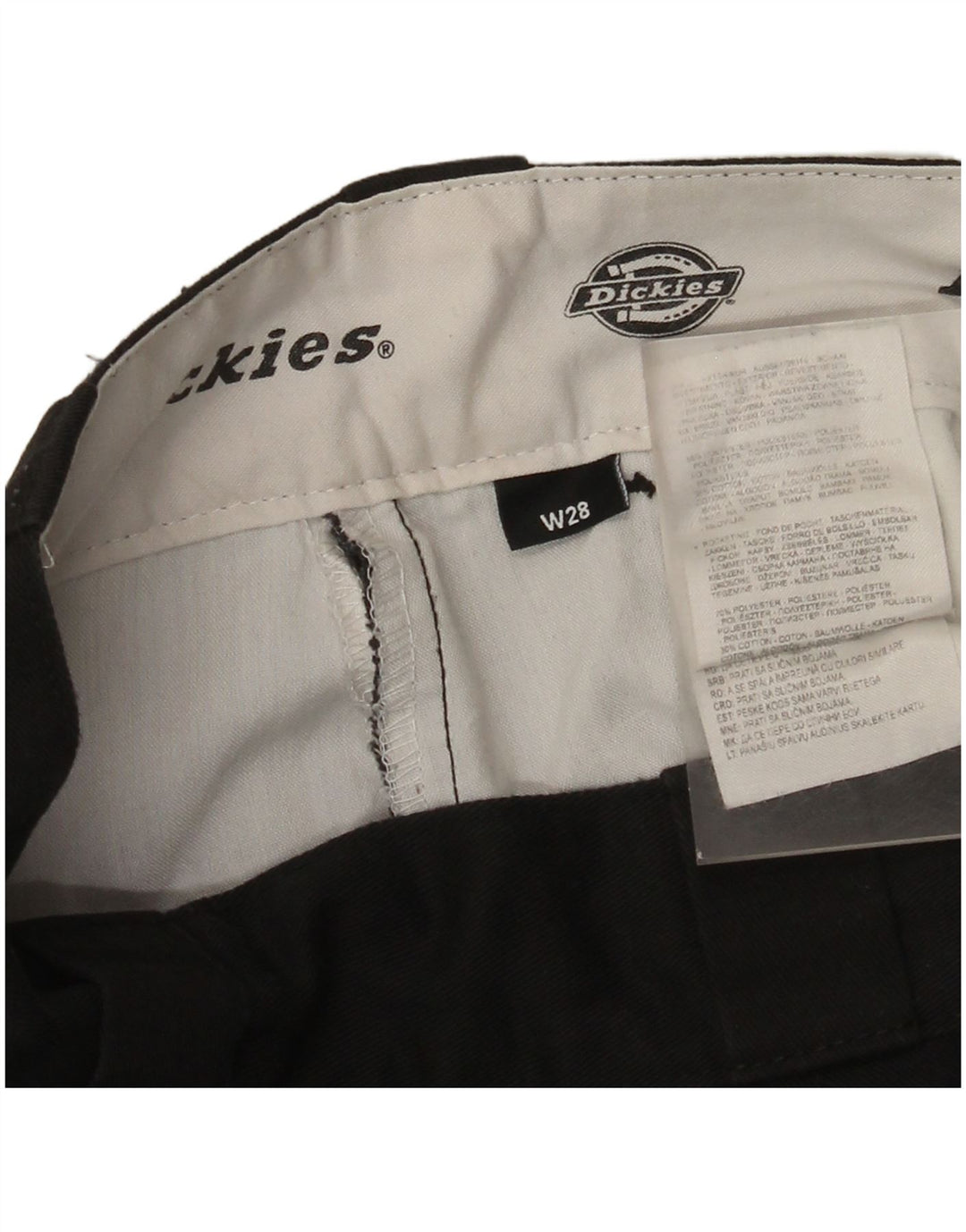 Calças Chino retas masculinas Dickies W28 L27 poliéster preto