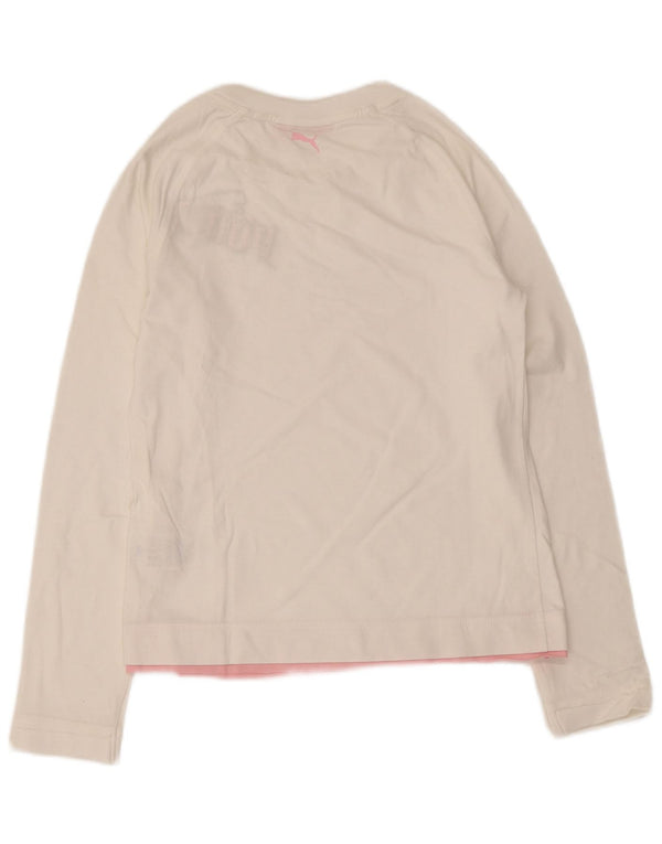 Puma Girls Graphic Top manga comprida 13-14 anos algodão branco