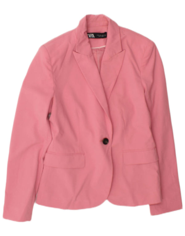 Jaqueta blazer feminina Zara com 1 botão EU 38 poliéster rosa pequeno