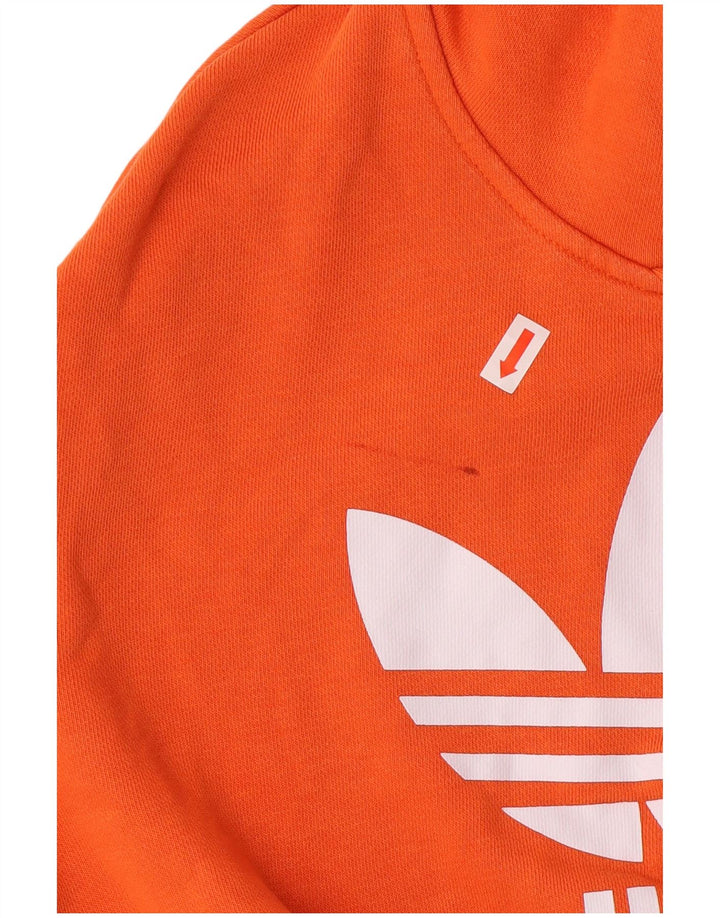 ADIDAS Meninos Graphic Hoodie Jumper 12-13 Anos Laranja Algodão