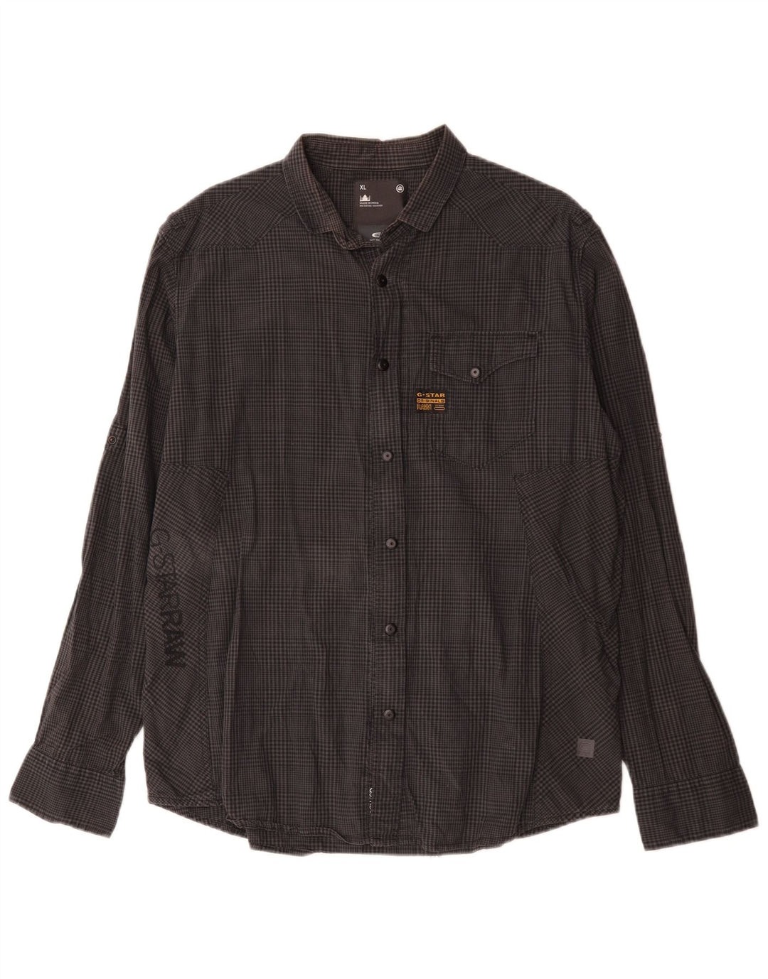 Camisa gráfica masculina G-Star XL cinza algodão guingão