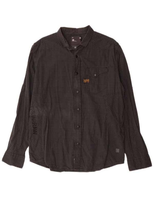 Camisa gráfica masculina G-Star XL cinza algodão guingão