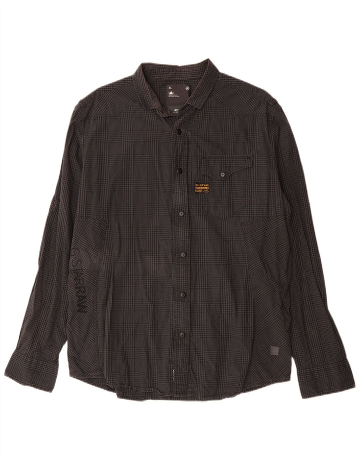 Camisa gráfica masculina G-Star XL cinza algodão guingão
