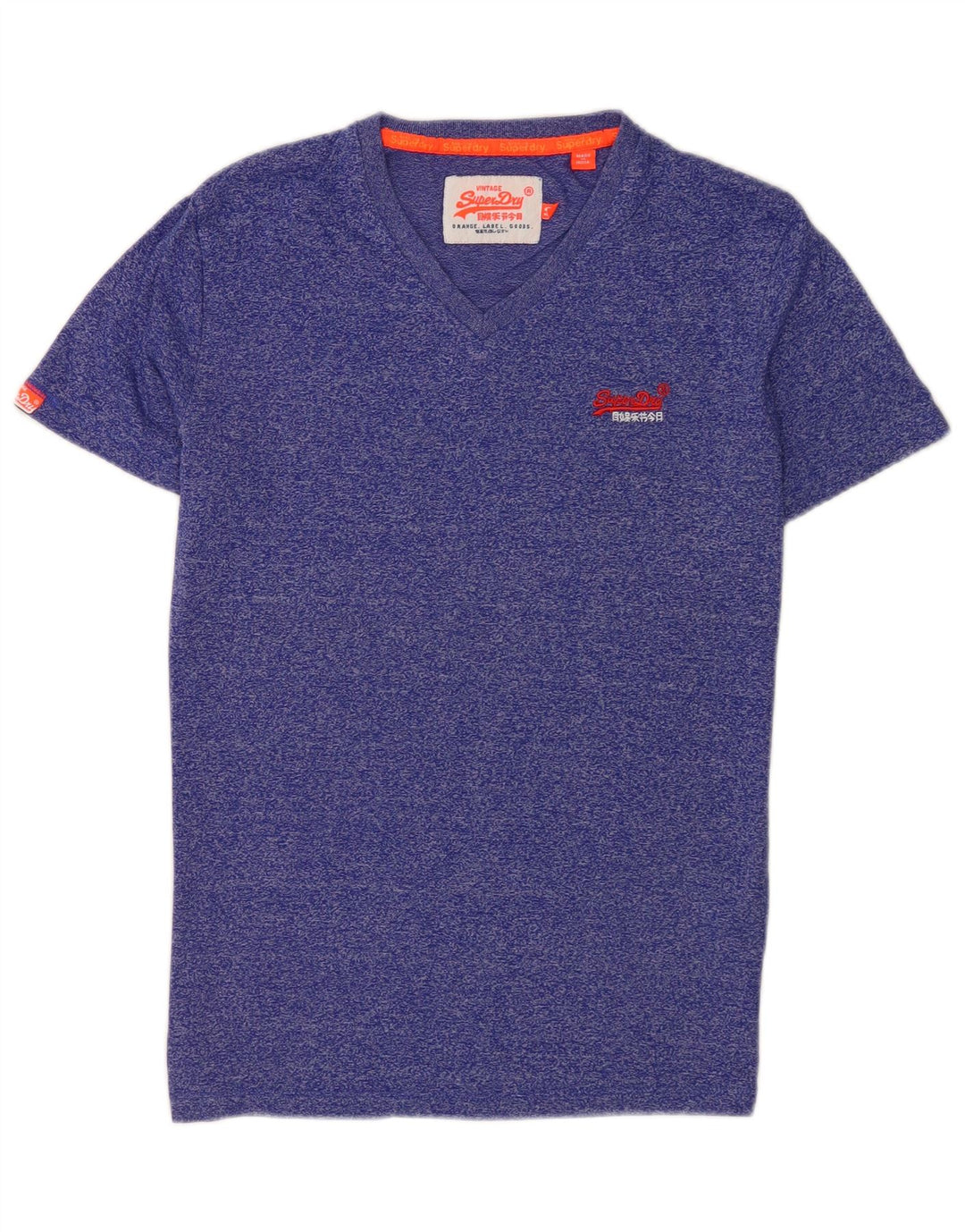 Camiseta masculina Superdry top pequeno algodão manchado azul