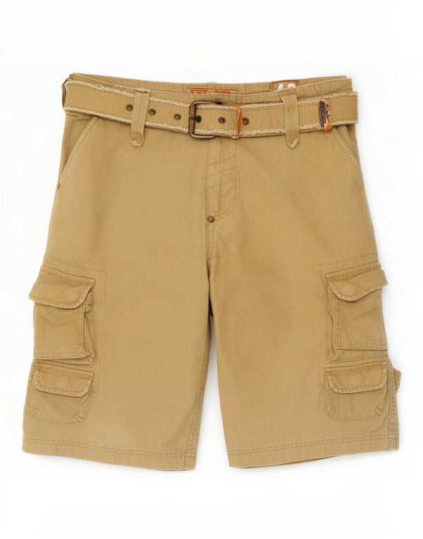 Shorts cargo masculino vintage IT 48 médio W32 algodão cáqui