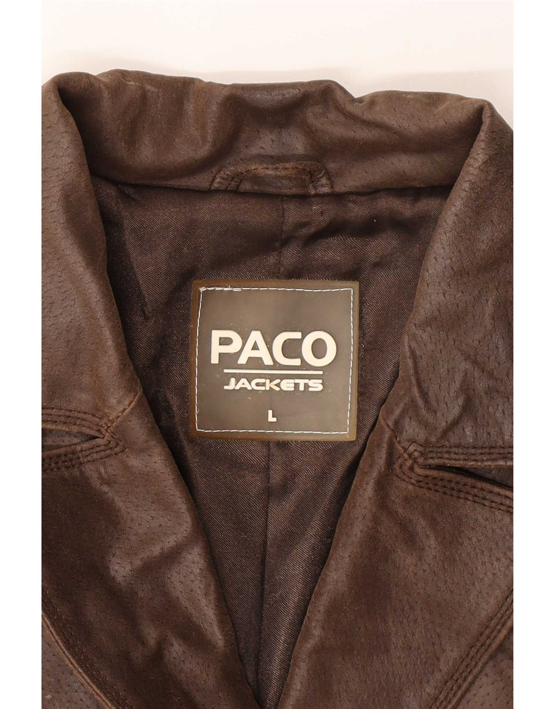 Jaqueta blazer feminina de couro com 2 botões Paco Reino Unido 16 grande marrom