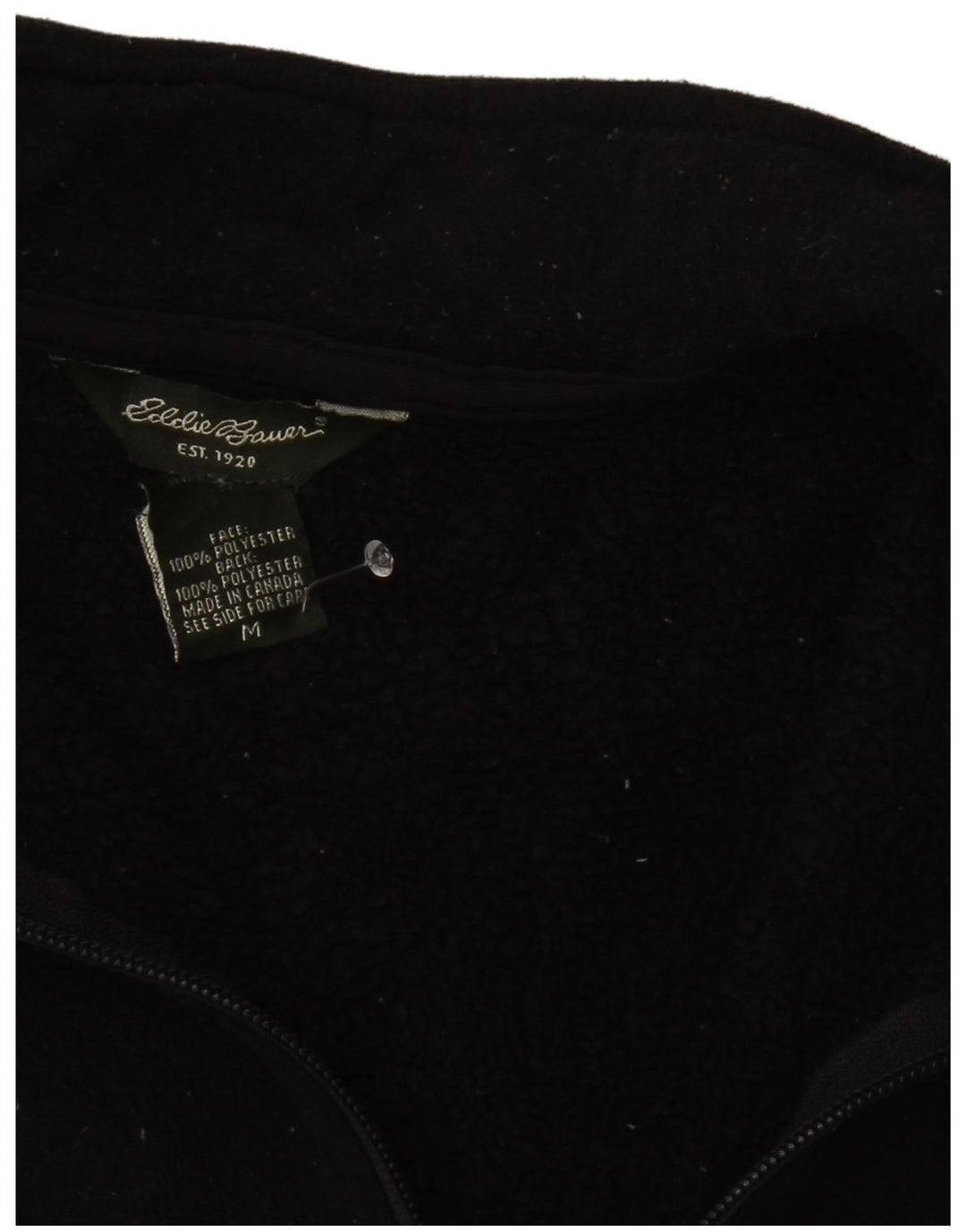 Jumper de lã feminino Eddie Bauer com zíper e gola UK 12 poliéster preto médio