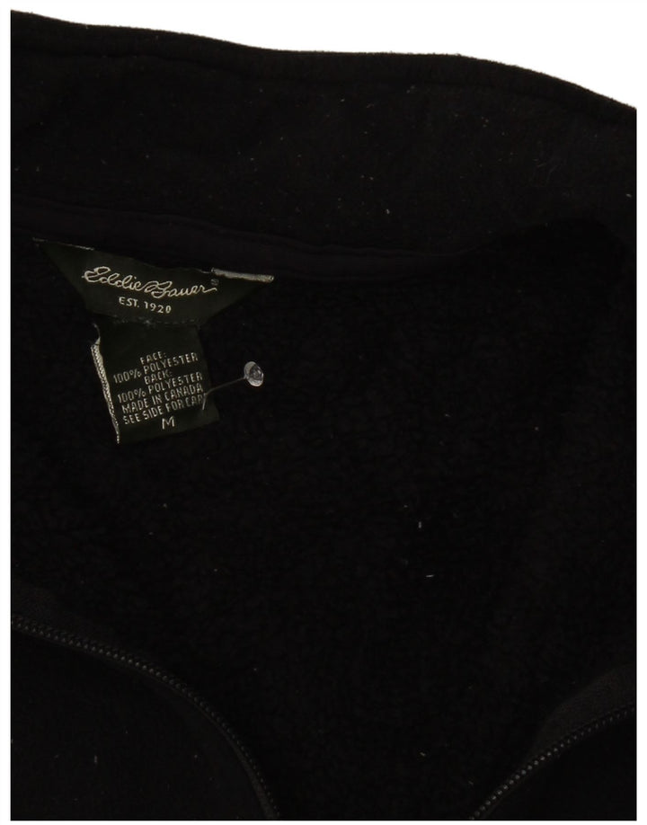 Jumper de lã feminino Eddie Bauer com zíper e gola UK 12 poliéster preto médio