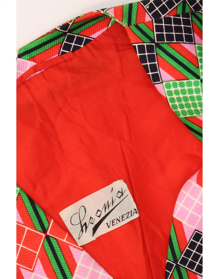 Jaqueta Blazer Feminina Vintage com 4 Botões Reino Unido 12 Médio Multicolorido Geométrico