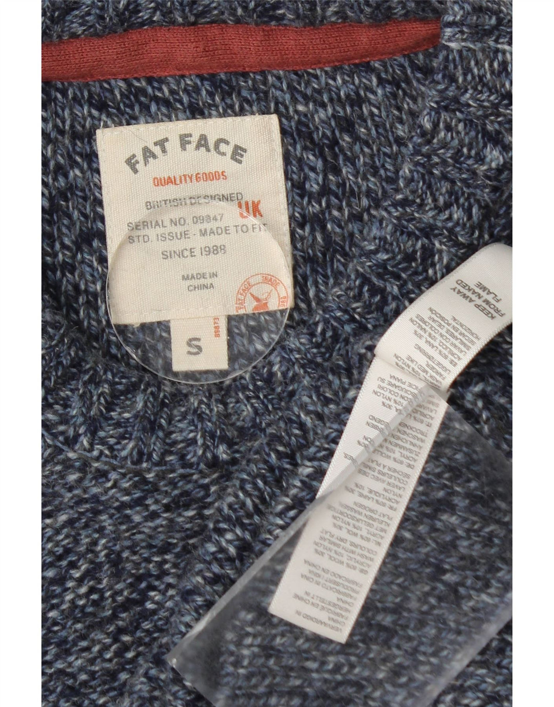 Suéter masculino Fat Face com gola redonda e lã manchada azul marinho
