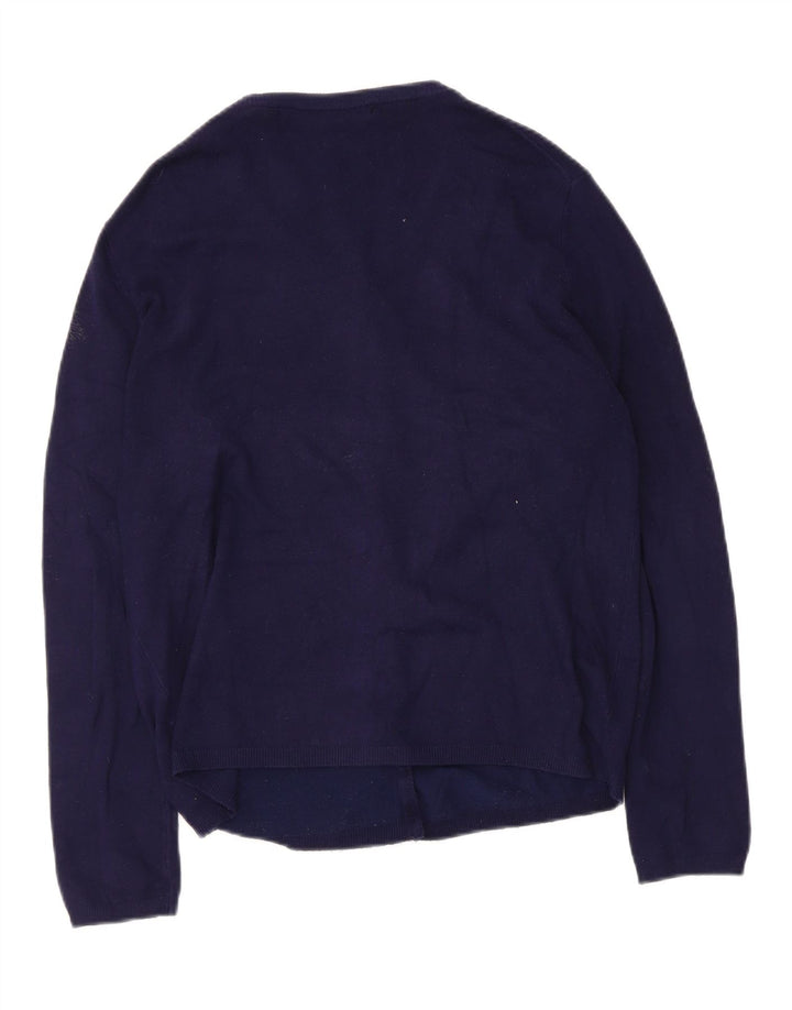 Suéter cardigã feminino Zara Reino Unido 14 grande azul marinho
