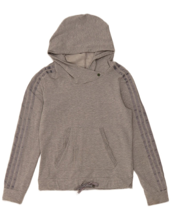 Adidas Womens Hoodie Jumper UK 12 Médio Cinza Algodão