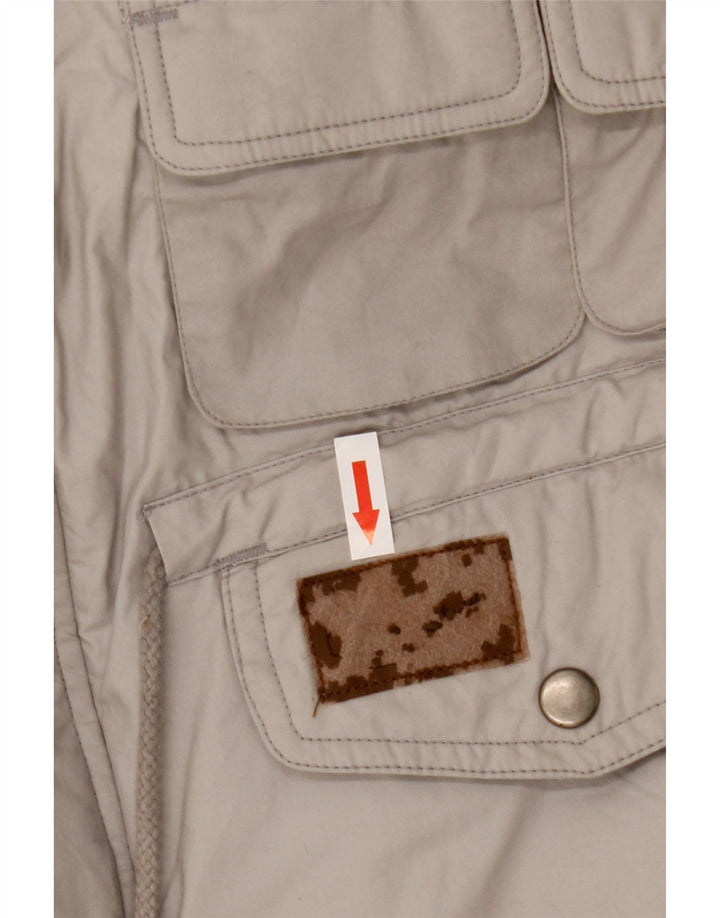 Jaqueta acolchoada reversível com capuz masculino vintage Reino Unido 38 algodão cinza médio