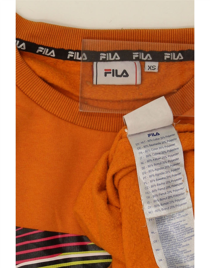 FILA Mens Graphic Moletom Jumper XS Laranja Algodão
