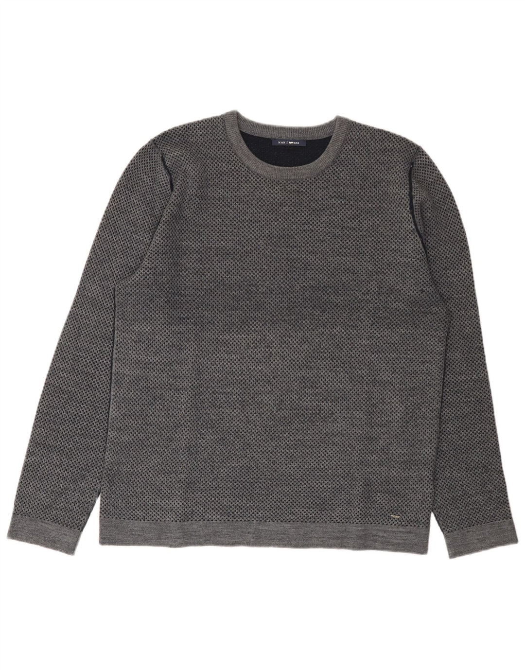Suéter masculino Gas com gola redonda XL lã manchada cinza