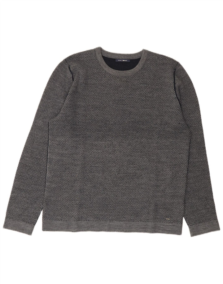 Suéter masculino Gas com gola redonda XL lã manchada cinza