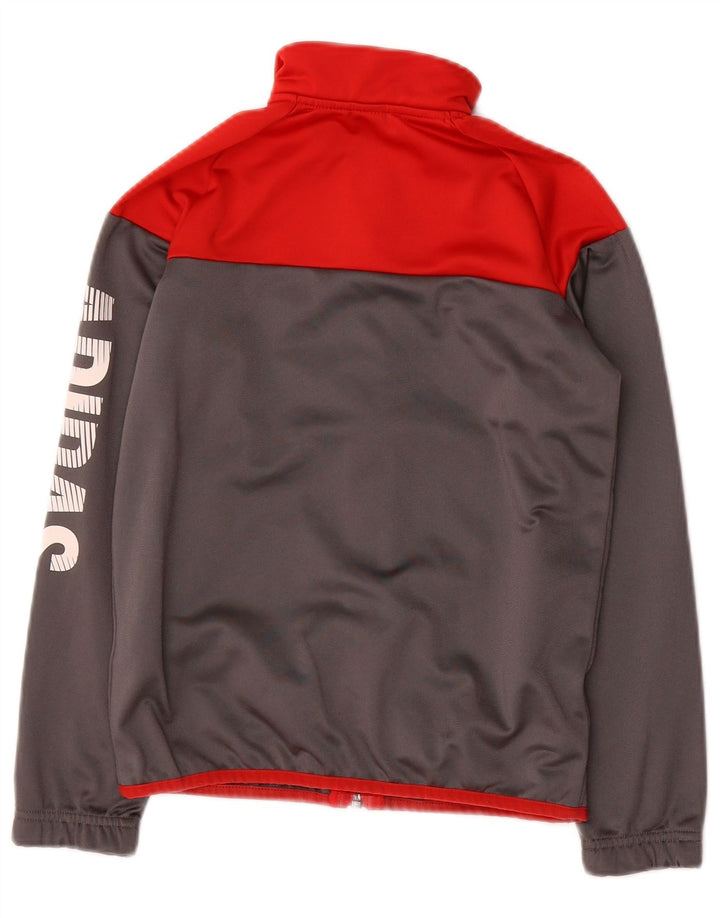 ADIDAS Meninos Graphic Tracksuit Top Jacket 9-10 Years Grey Colourblock