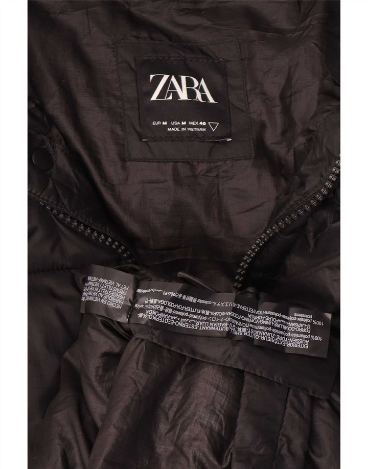 Jaqueta acolchoada masculina Zara UK 38 poliamida preta média