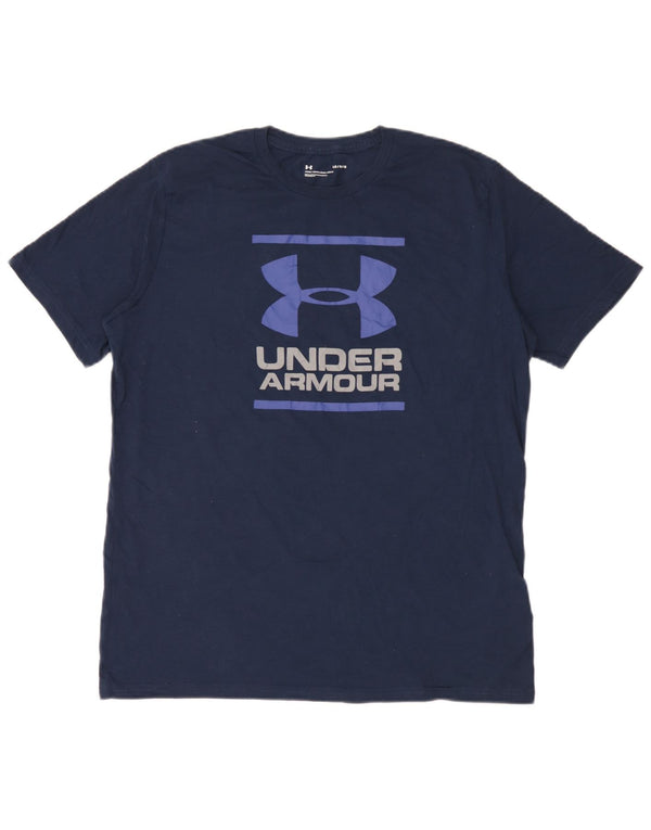 Camiseta gráfica masculina Under Armour grande algodão azul marinho