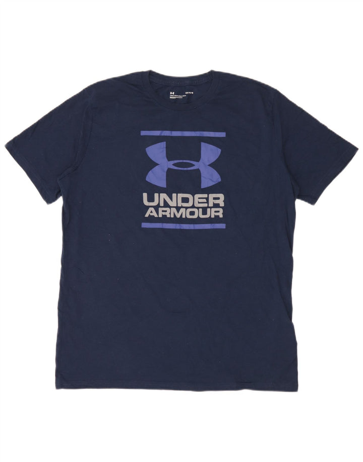 Camiseta gráfica masculina Under Armour grande algodão azul marinho
