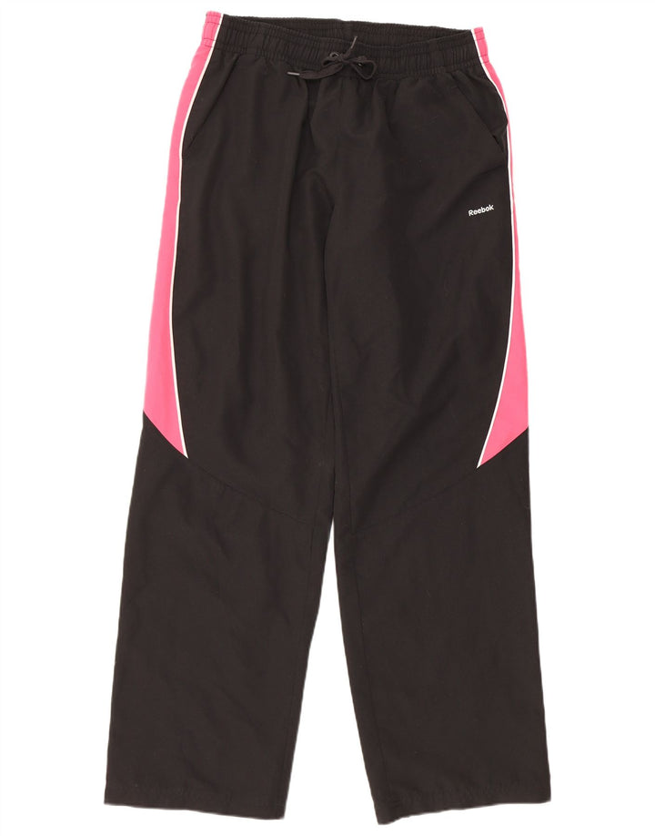 Calça de treino feminina REEBOK UK 14 grande preto colorblock poliéster