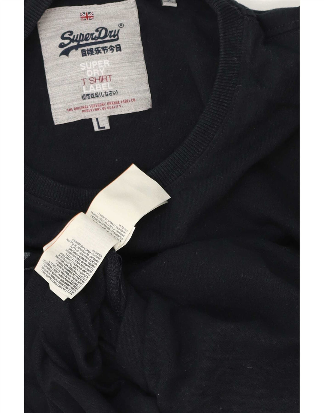 Top gráfico masculino Superdry manga comprida grande algodão azul marinho
