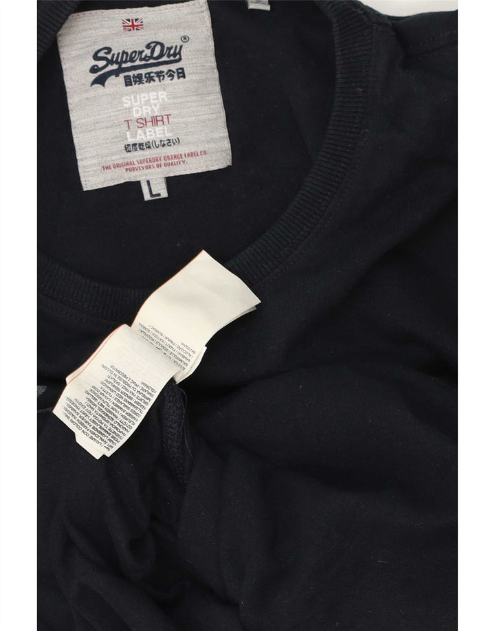 Top gráfico masculino Superdry manga comprida grande algodão azul marinho