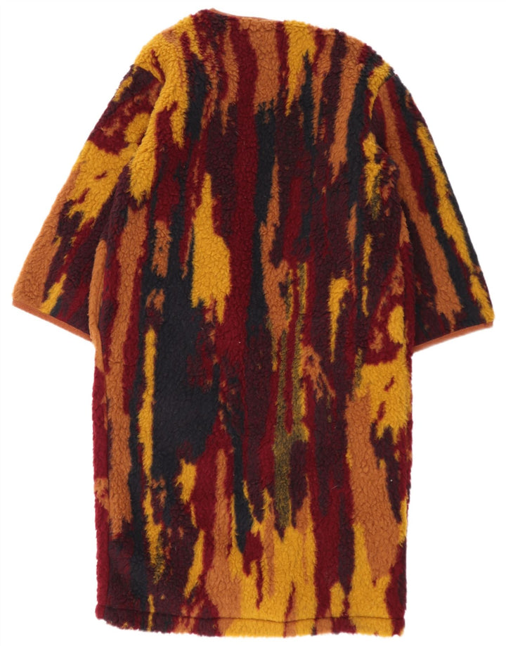 Sobretudo de pele sintética com padrão abstrato feminino vintage tamanho único multicolorido