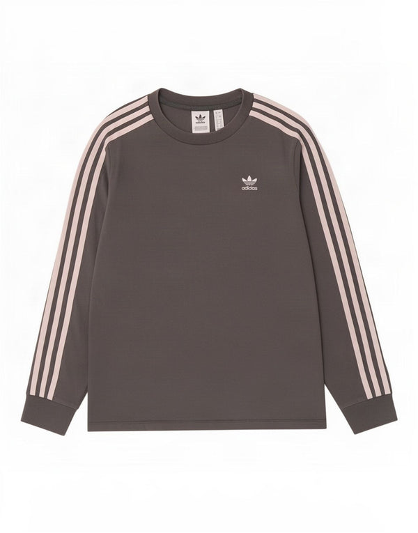 Top feminino Adidas manga comprida UK 8 pequeno algodão cinza