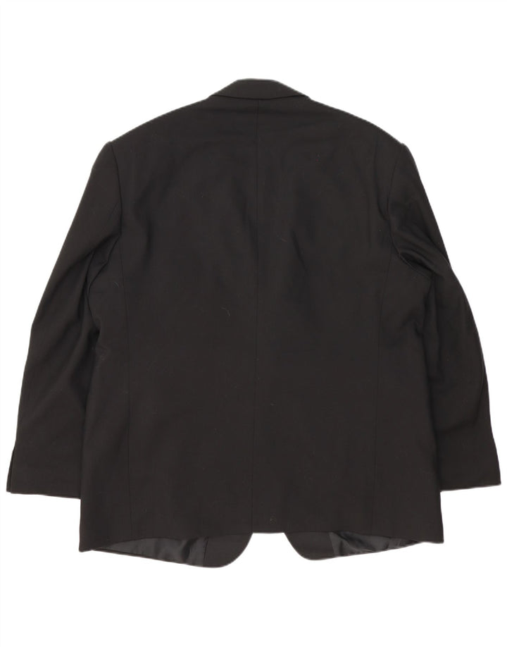 Jaqueta blazer masculina de 2 botões Marks & Spencer Reino Unido 46 XL lã preta