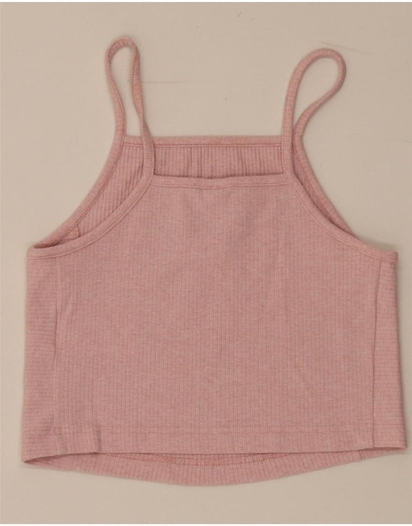 Adidas Womens Crop Cami Top UK 8/10 Pequeno Rosa Algodão