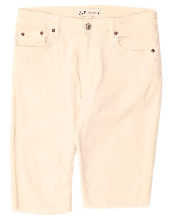 ZARA Bermuda feminina jeans shorts EU 38 pequeno W28 branco