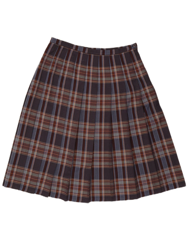 Saia plissada feminina Eastex tamanho 18 XL W36 poliéster xadrez marrom