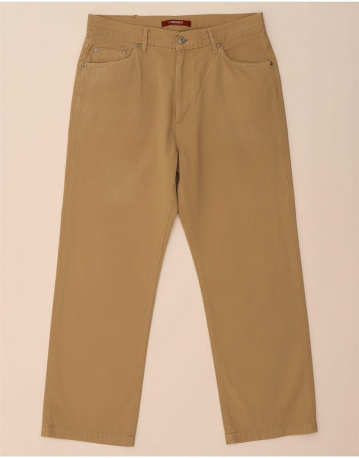 Calça masculina reta casual CARRERA W33 L26 algodão bege