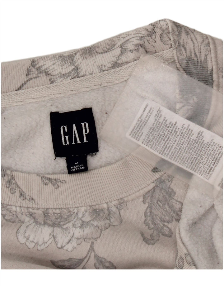 Moletom feminino Gap Jumper UK 14 algodão floral cinza médio
