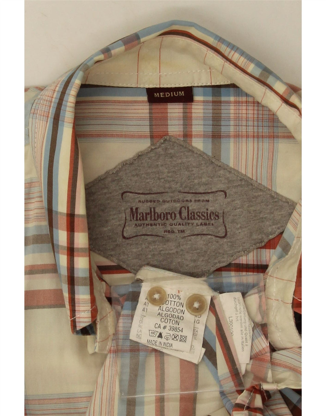 MARLBORO CLASSICS Camisa masculina de manga curta média xadrez multicolorida