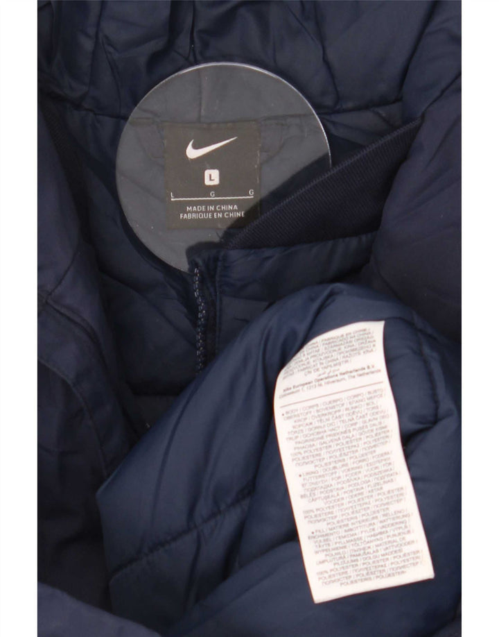 Casaco acolchoado com capuz masculino Nike UK 40 grande poliéster azul marinho