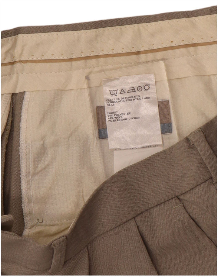 Calça masculina de terno reto Marks & Spencer W34 L33 cinza poliéster