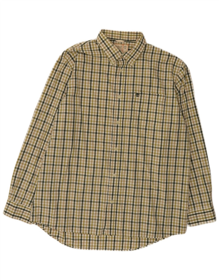 Camisa masculina Timberland XL verde algodão guingão
