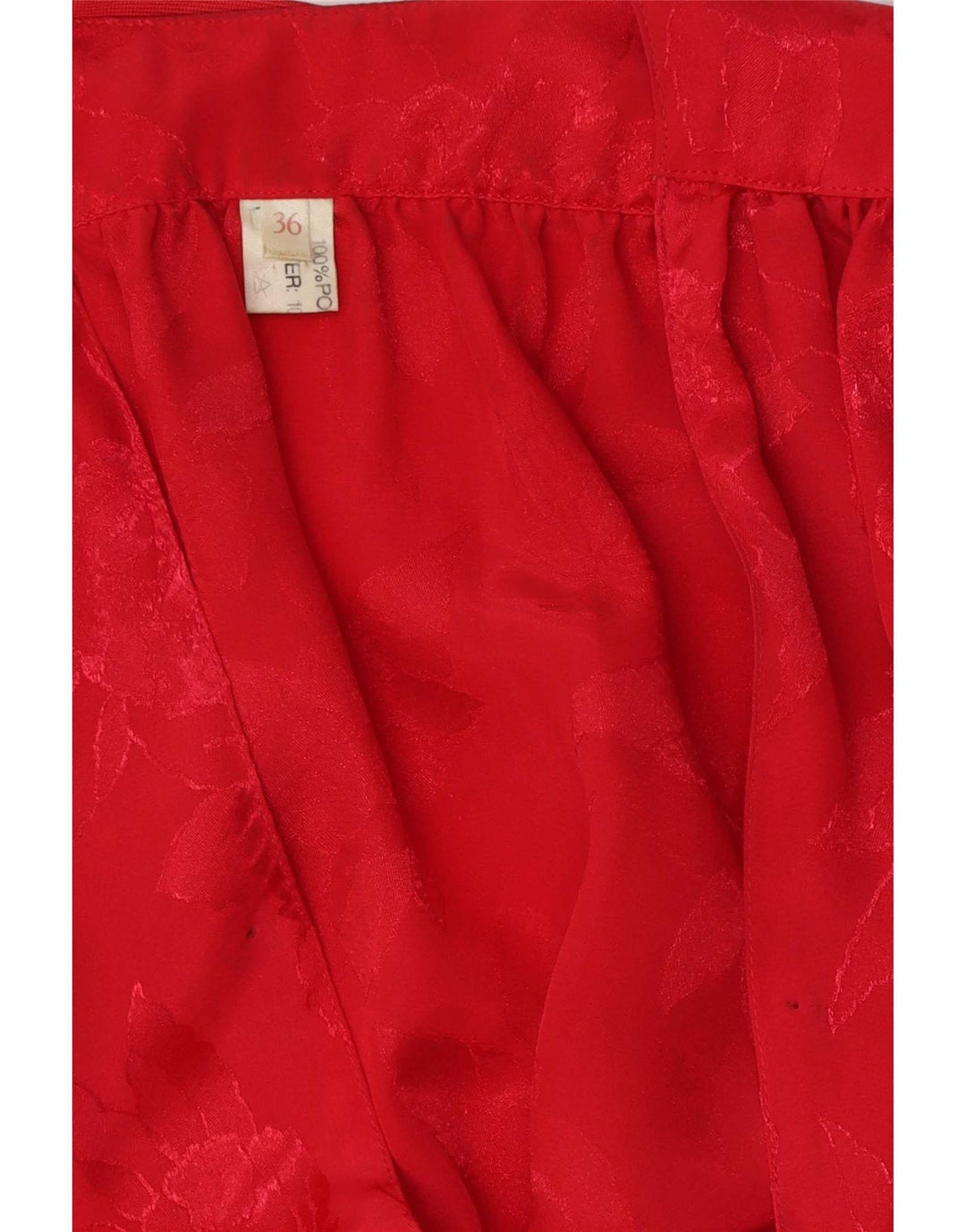 Blusa feminina vintage manga 3/4 top EU 36 poliéster floral vermelho pequeno