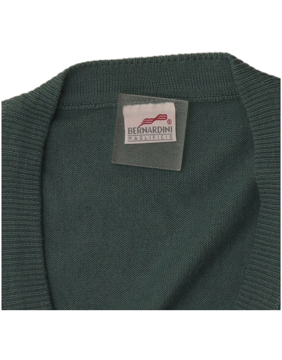 Suéter cardigã masculino Bernardini sem mangas XL azul geométrico de lã