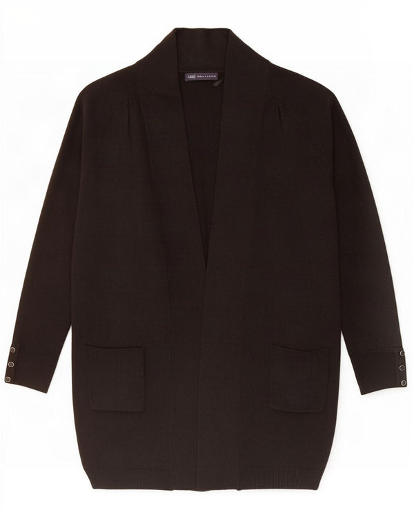 Suéter cardigã aberto feminino Marks & Spencer Reino Unido 14 acrílico preto médio