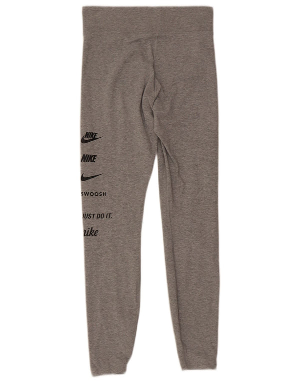 Leggings femininas Nike Swoosh Graphic UK 8 pequenas cinza manchadas de algodão