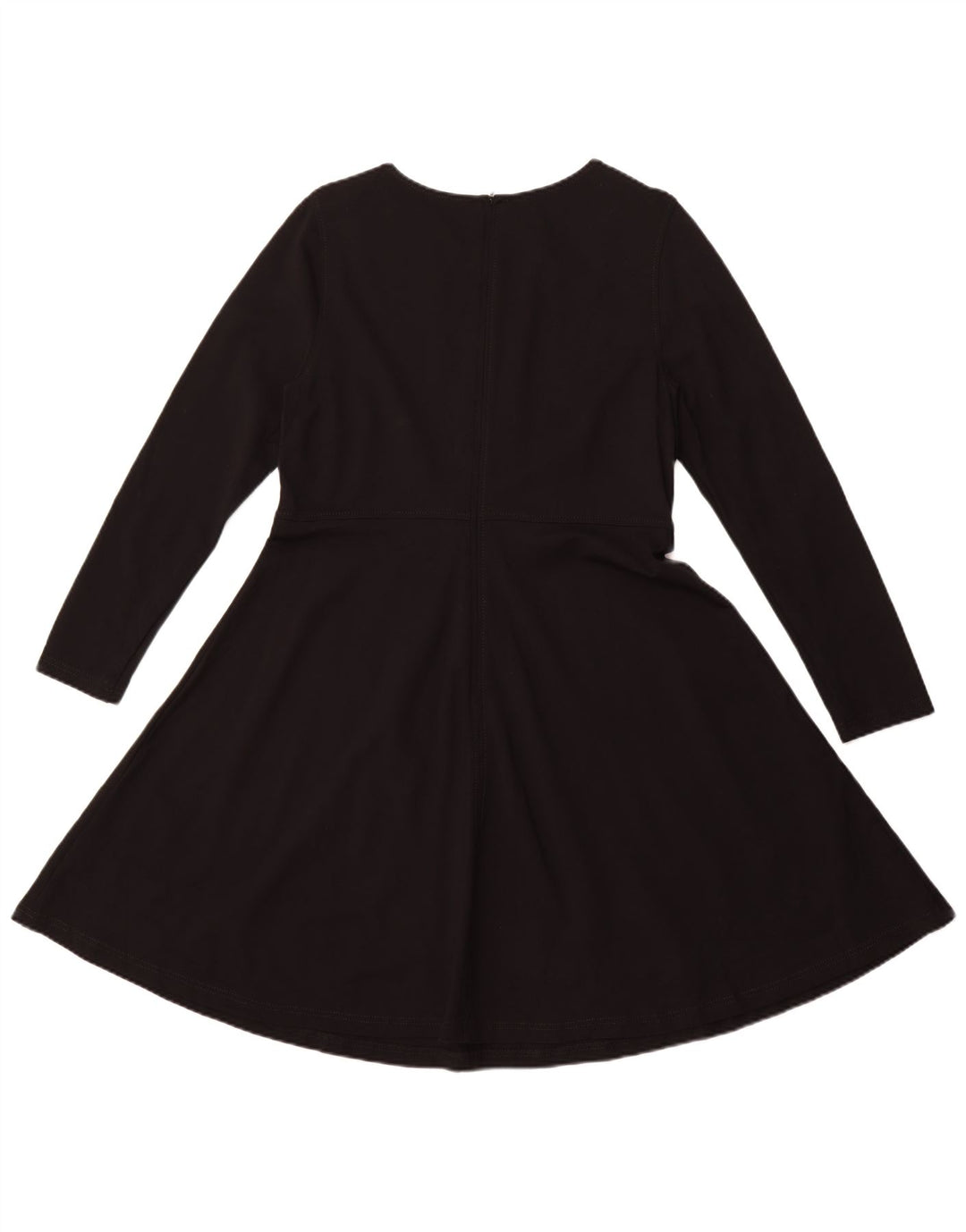 Vestido feminino MARKS & SPENCER manga comprida evasê Reino Unido 16 grande viscose preta