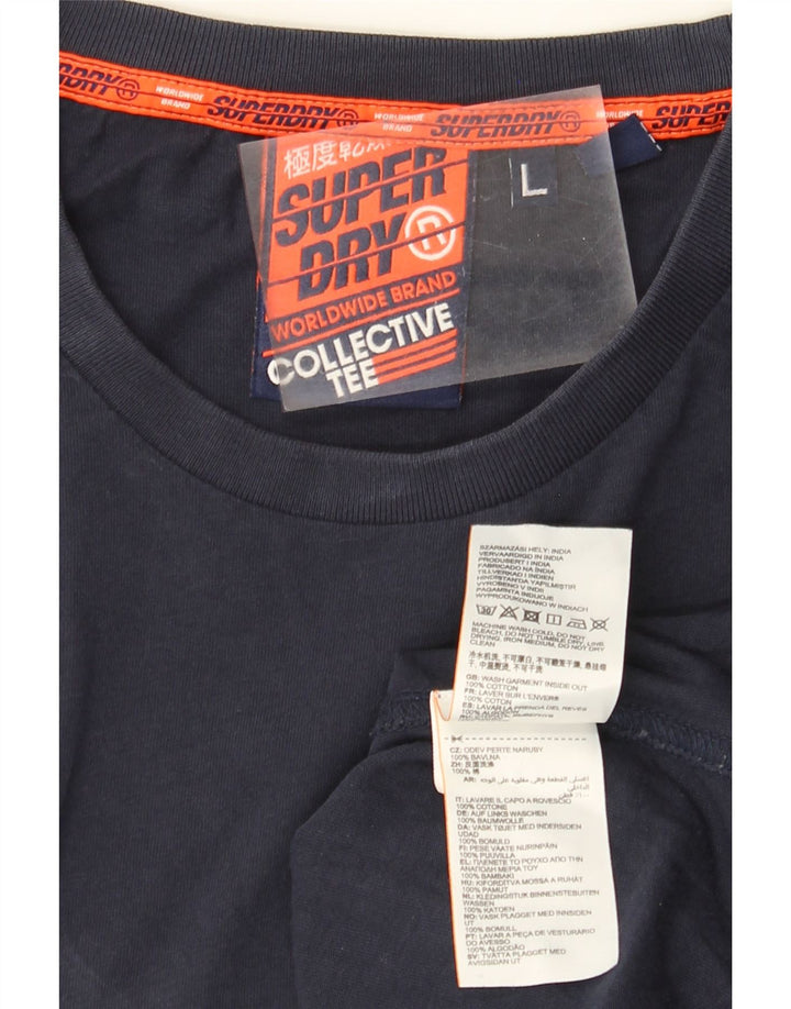 Camiseta masculina Superdry Top grande algodão azul marinho