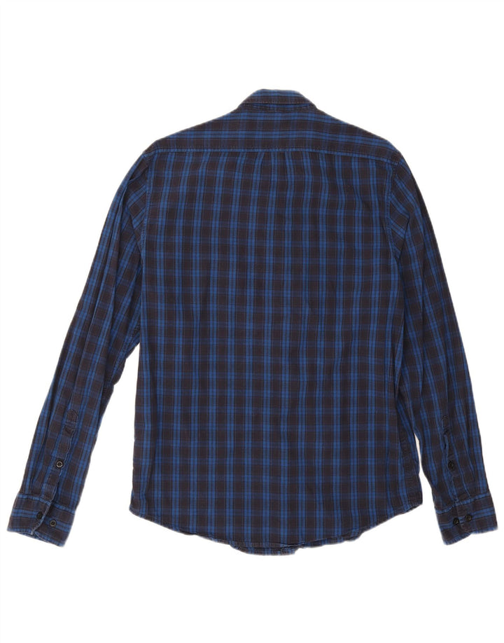 Camisa masculina de flanela Lee algodão xadrez médio azul marinho