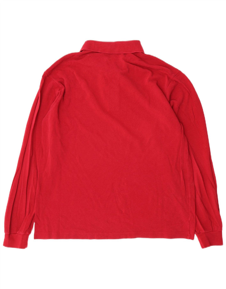 Camisa polo masculina de manga comprida Lacoste tamanho 4 médio algodão vermelho