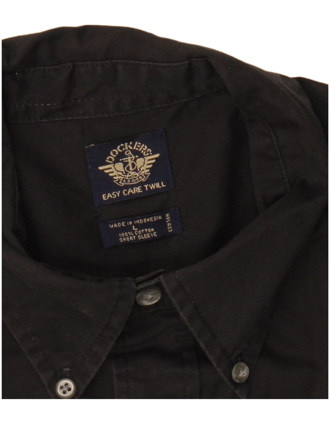 DOCKERS Camisa masculina de manga curta grande algodão preto