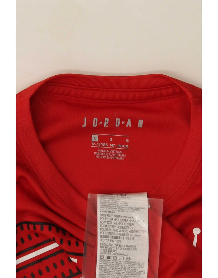 Camiseta gráfica Jordan Boys Top 12-13 anos grande poliéster vermelho