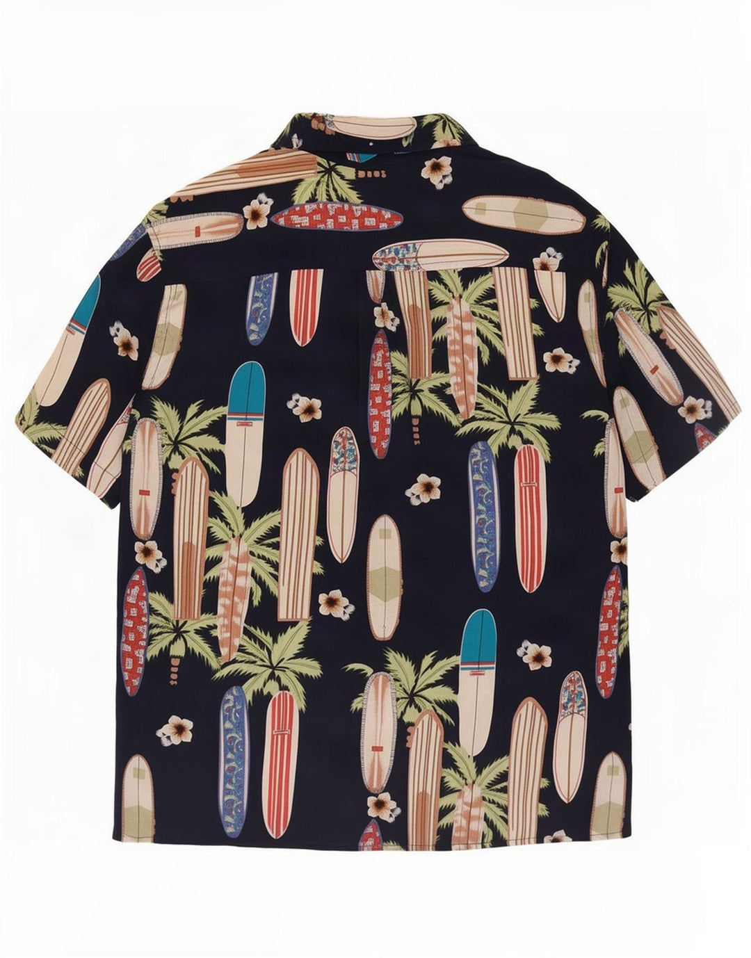 Camisa masculina vintage abstrata de manga curta grande rayon azul marinho